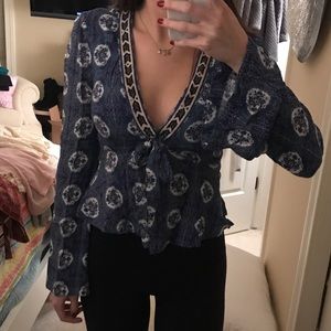 Tied bell sleeve top